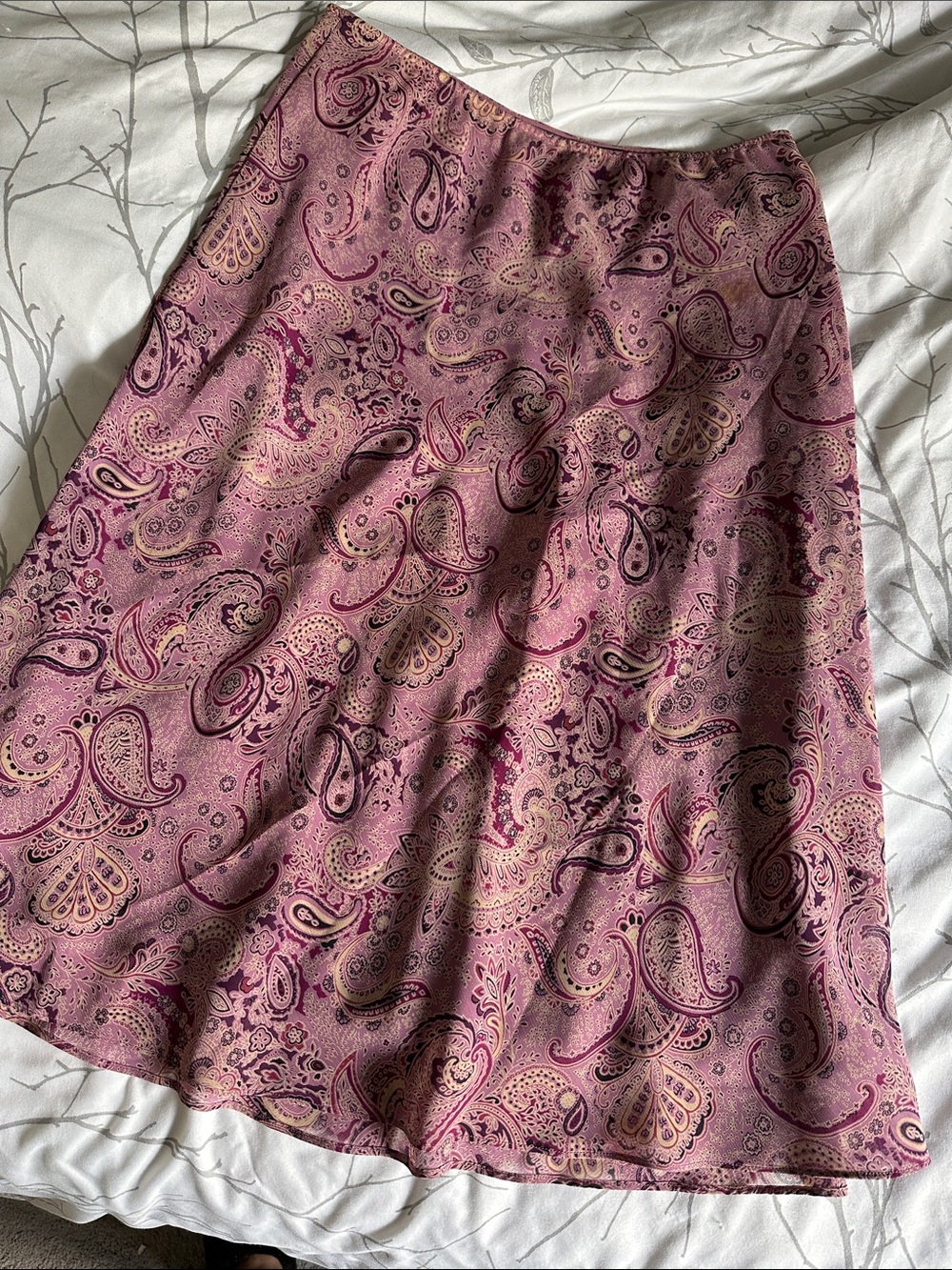 New York & Company Pink Paisley A-Line Skirt